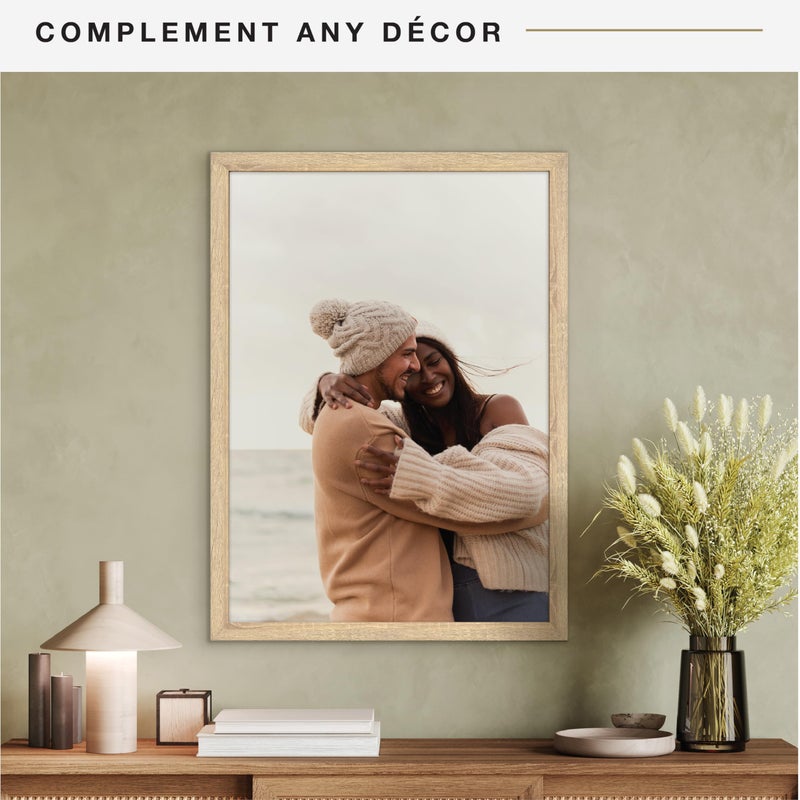 MCS Studio Gallery 20x28 Poster Frame Natural Woodgrain Engineered Wood, Vertical & Horizontal Wall Hanging Large Picture Frame for Photos, Posters & Art Prints (1-Pack) - Image 3